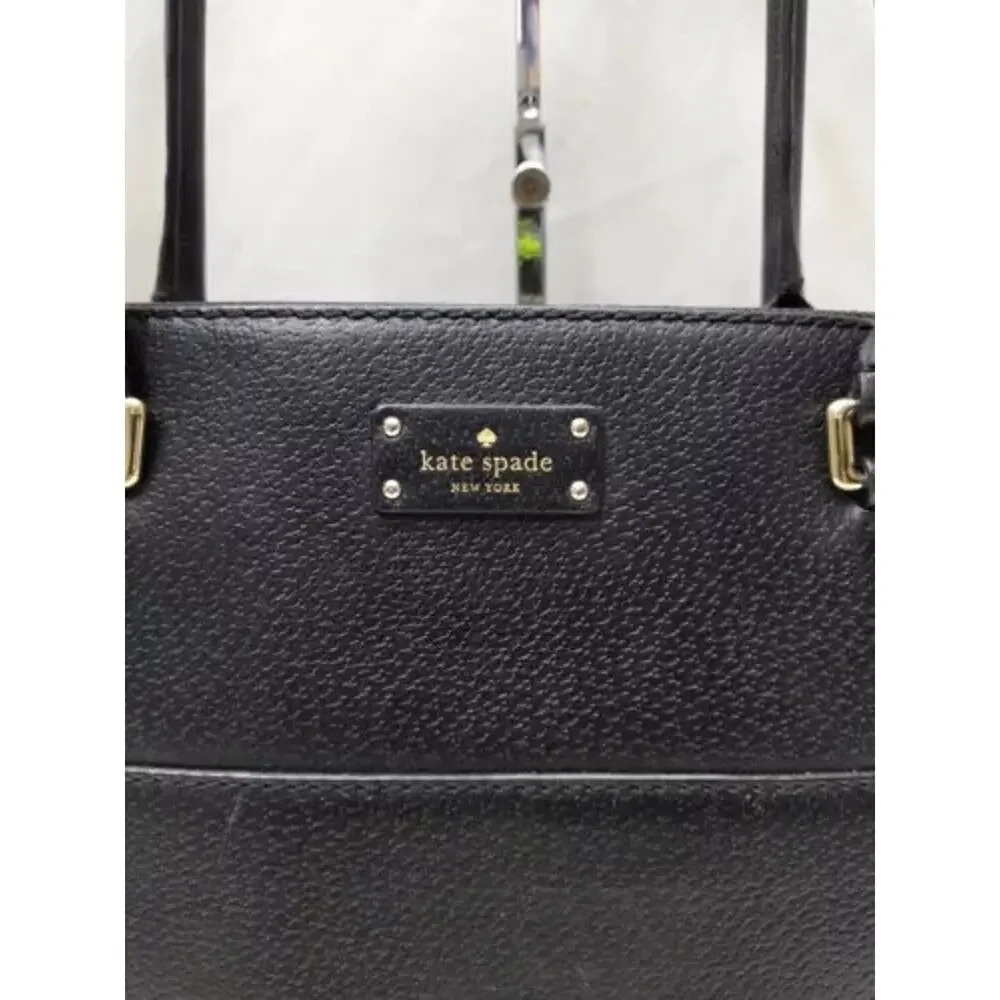 Kate Spade New York Black Leather Carryall Double Handles Zipper Satchel Bag
